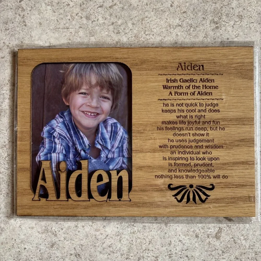 Aiden Personalized Engraved 5"X7" Wood Matte Photo/Magnet Frame Meaning of Name